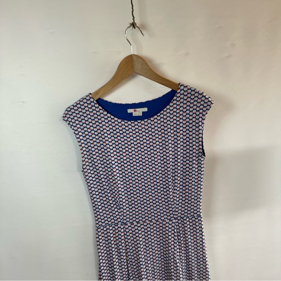 Boden Chic Blue and White Patterned Dress - Picture 2 of 5